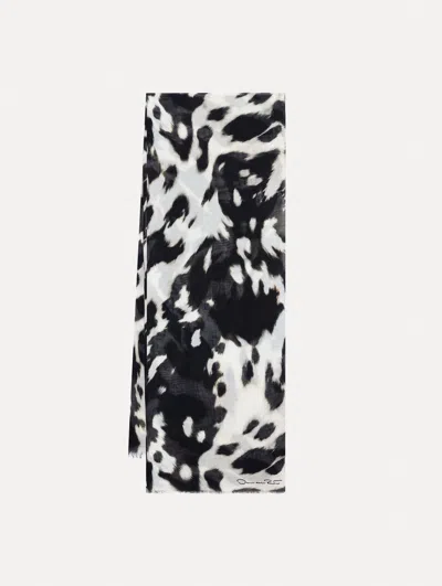 Oscar De La Renta Cow Printed Foulard Scarf In Gold