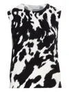 Oscar De La Renta Cowhide-print Sleeveless Knitted Top In Black