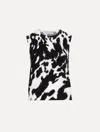 Oscar De La Renta Cowhide-print Sleeveless Knitted Top In Black