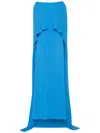 Oscar De La Renta Cowl Back Silk Georgette Caftan In Blue