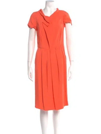 Pre-owned Oscar De La Renta Cowl Neck Knee-length Dress In Orange