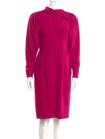 Pre-owned Oscar De La Renta Cowl Neck Knee-length Dress In Pink