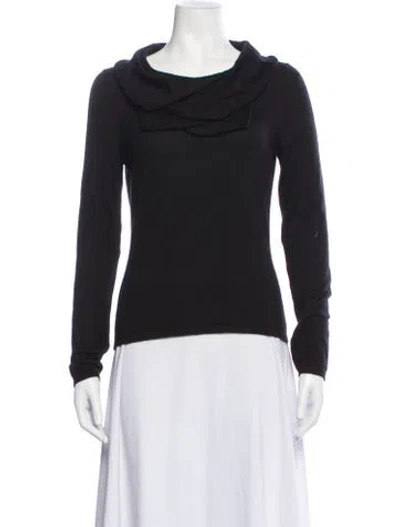 Pre-owned Oscar De La Renta Cowl Neck Long Sleeve Top In Black