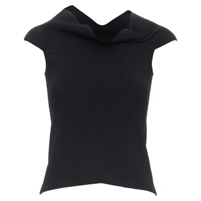 Oscar De La Renta Cowl Neck Short Top In Black