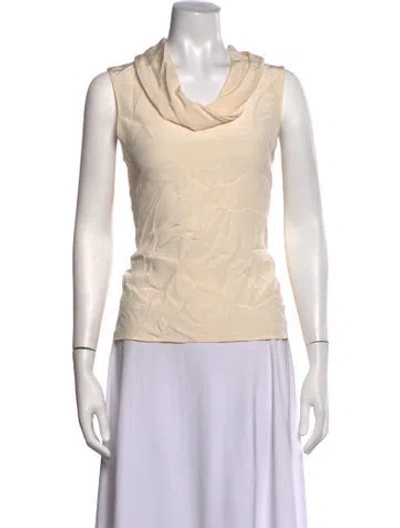 Pre-owned Oscar De La Renta Cowl Neck Sleeveless Blouse In Neutrals