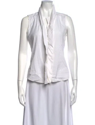 Pre-owned Oscar De La Renta Cowl Neck Sleeveless Blouse In White