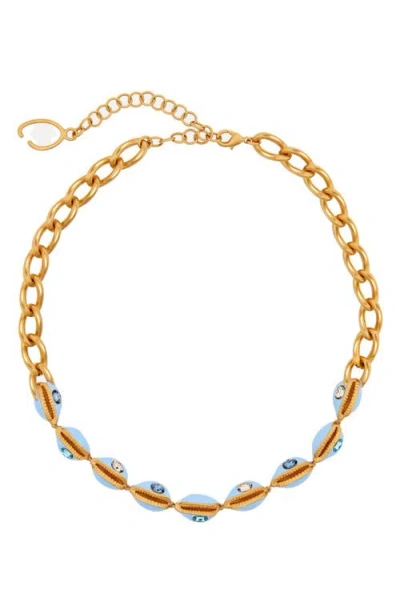 Oscar De La Renta Cowrie Shell Collar Necklace In Gold