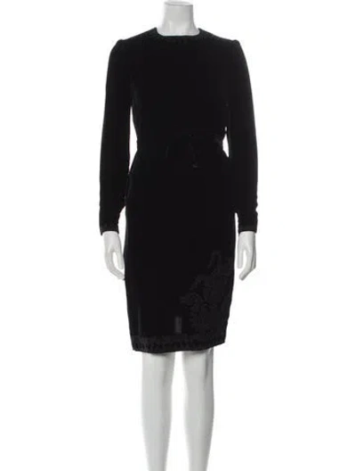 Pre-owned Oscar De La Renta Crew Neck Knee-length Dress In Black