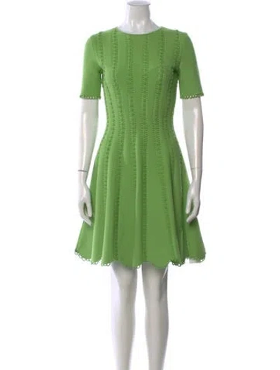 Pre-owned Oscar De La Renta Crew Neck Knee-length Dress In Green
