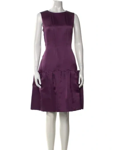 Pre-owned Oscar De La Renta Crew Neck Knee-length Dress In Purple