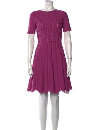 Pre-owned Oscar De La Renta Crew Neck Knee-length Dress In Purple