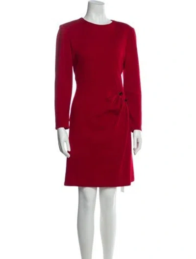 Pre-owned Oscar De La Renta Crew Neck Knee-length Dress In Red
