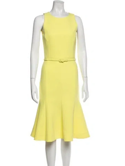 Pre-owned Oscar De La Renta Crew Neck Knee-length Dress In Yellow