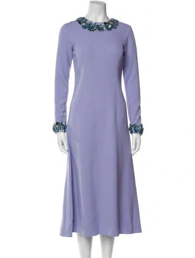 Pre-owned Oscar De La Renta Crew Neck Long Dress In Purple