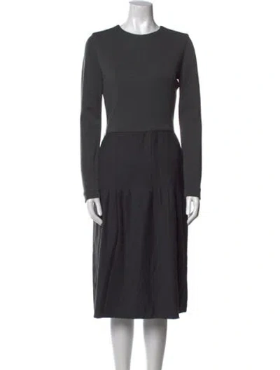 Pre-owned Oscar De La Renta Crew Neck Midi Length Dress In Gray