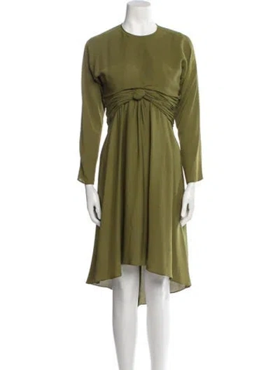 Pre-owned Oscar De La Renta Crew Neck Midi Length Dress In Green