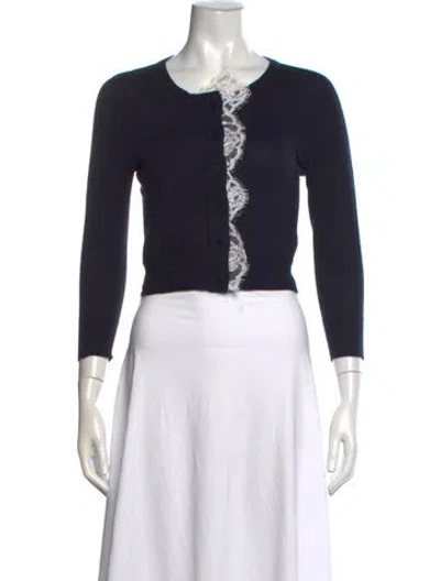 Pre-owned Oscar De La Renta Crew Neck Sweater In Blue