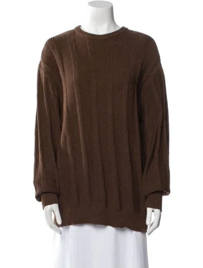 Pre-owned Oscar De La Renta Crew Neck Sweater In Brown