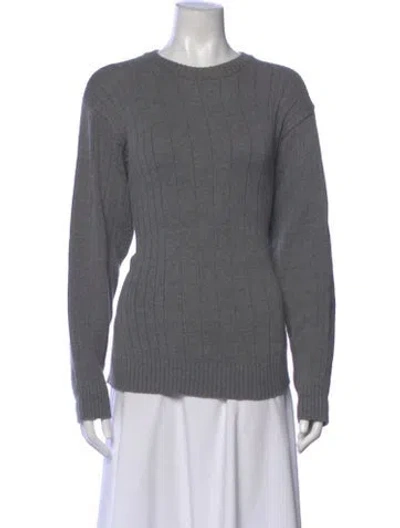 Pre-owned Oscar De La Renta Crew Neck Sweater In Gray