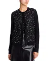 Oscar De La Renta Crewneck Cardigan Sweater In Black