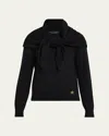 Oscar De La Renta Crewneck Cashmere Sweater With Removable Scarf In Black