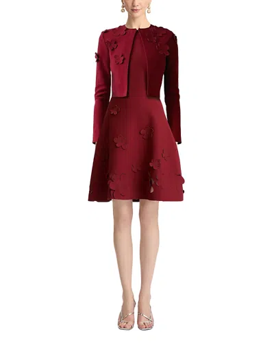 Oscar De La Renta Crewneck Cropped Laser Cut Floral Jacket In Neutral