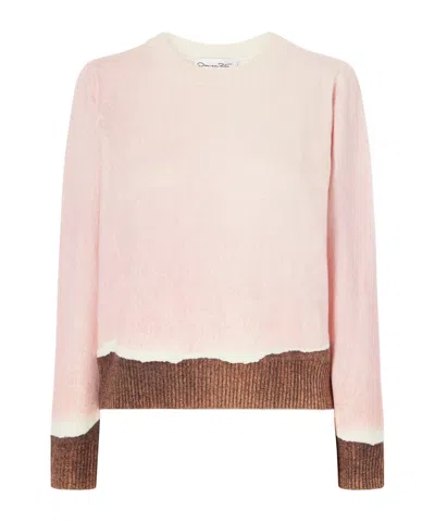 Oscar De La Renta Crewneck Ombré-effect Wool Sweater In Pink