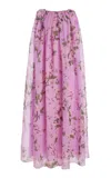 Oscar De La Renta Crinkled Silk-blend Caftan In Pink