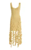 Oscar De La Renta Crochet Cotton Midi Dress In Neutral