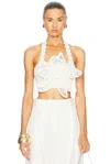 Oscar De La Renta Crochet Halter Top In Ivory
