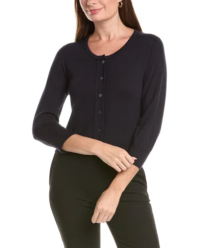 Oscar De La Renta Crop Cashmere & Silk-blend Cardigan In Blue
