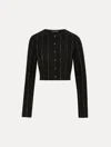 Oscar De La Renta Cropped Sequin Yarn Cardigan