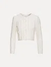 Oscar De La Renta Cropped Wave Knit Cardigan