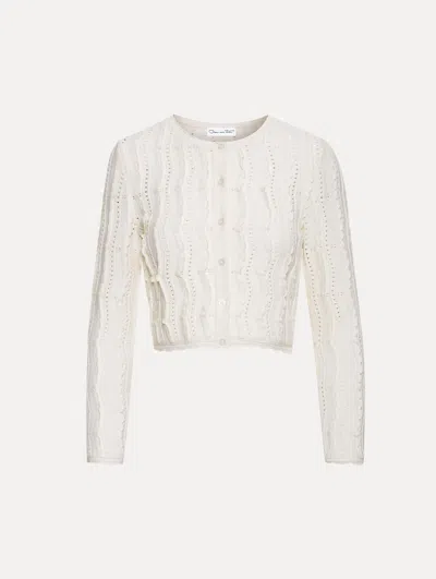 Oscar De La Renta Cropped Wave Knit Cardigan
