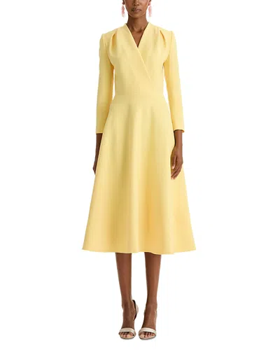 Oscar De La Renta Crossover Neck Day Dress In Yellow