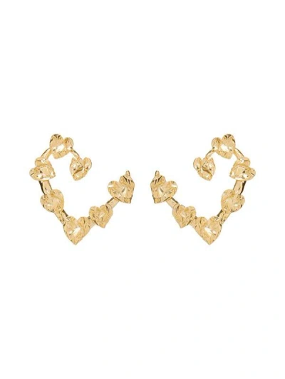 Oscar De La Renta Crushed Heart Hoop Earrings In Gold
