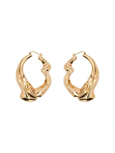 Oscar De La Renta Crushed Hoop Earrings In Gold