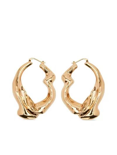 Oscar De La Renta Crushed Hoop Earrings In Gold