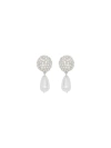 Oscar De La Renta Crystal & Pearl Drop Clip-on Earrings In Crystal