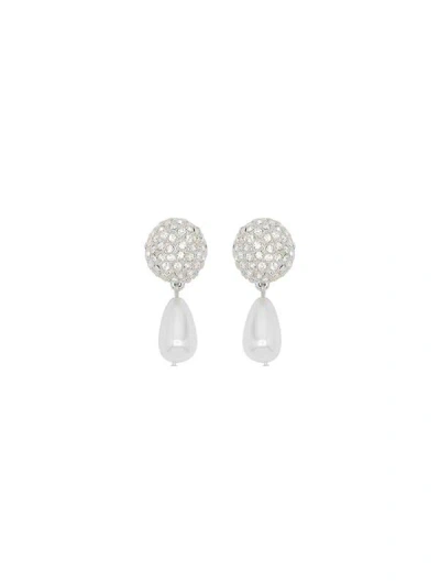 Oscar De La Renta Crystal & Pearl Drop Clip-on Earrings