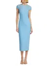 Oscar De La Renta Crystal Embroidered Cap Sleeve Dress In Multi