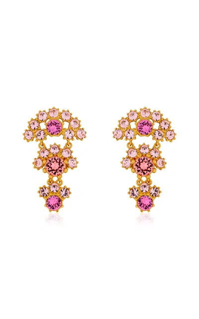 Oscar De La Renta Crystal Arch Drop Earrings In Gold