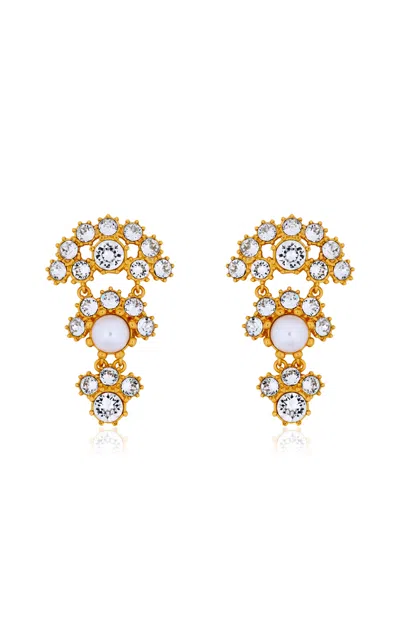 Oscar De La Renta Crystal Arch Drop Earrings In Gold