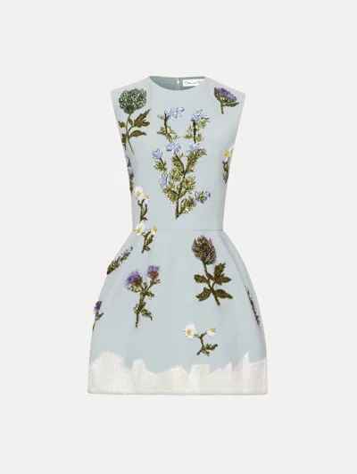 Oscar De La Renta Crystal Artichoke Embroidered Dress
