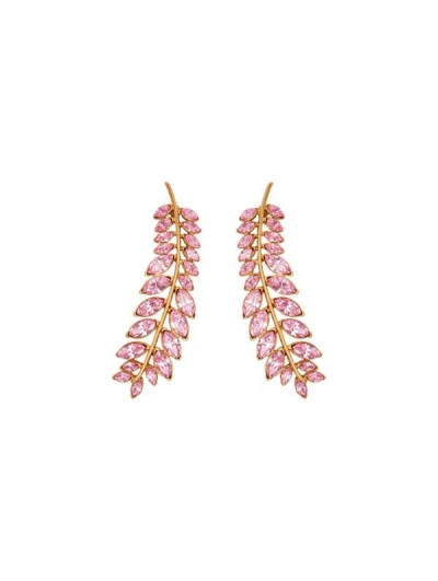 Oscar De La Renta Crystal Branch Earrings In Rose