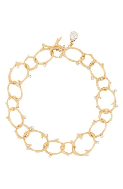Oscar De La Renta Crystal Branch Necklace In Gold