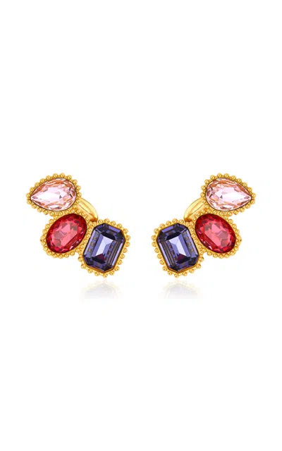 Oscar De La Renta Crystal Clip-on Earcuff In Pink