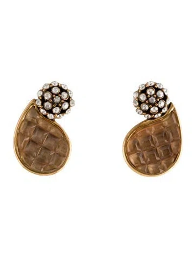 Pre-owned Oscar De La Renta Crystal Clip-on Drop Earrings