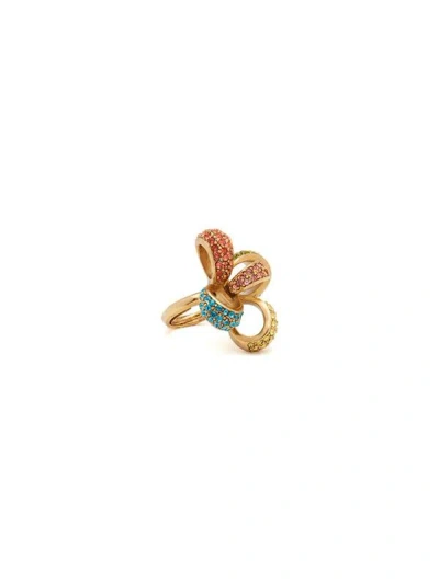 Oscar De La Renta Crystal Clover Ring In Rainbow