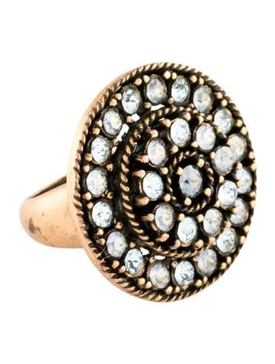 Pre-owned Oscar De La Renta Crystal Cocktail Ring In Multi